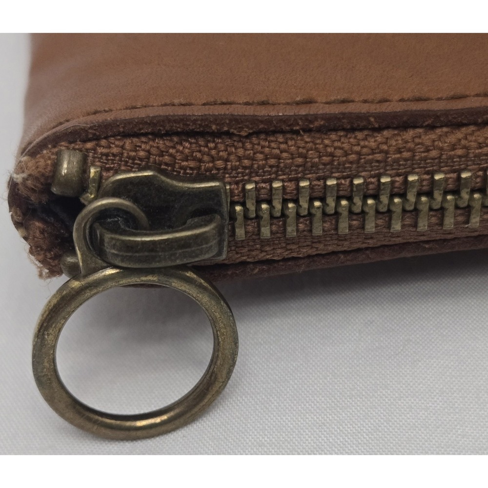 Madewell F6966 Leather Pouch Clutch English Saddle Brown Zip Wallet 9x6 - Picture 4 of 8